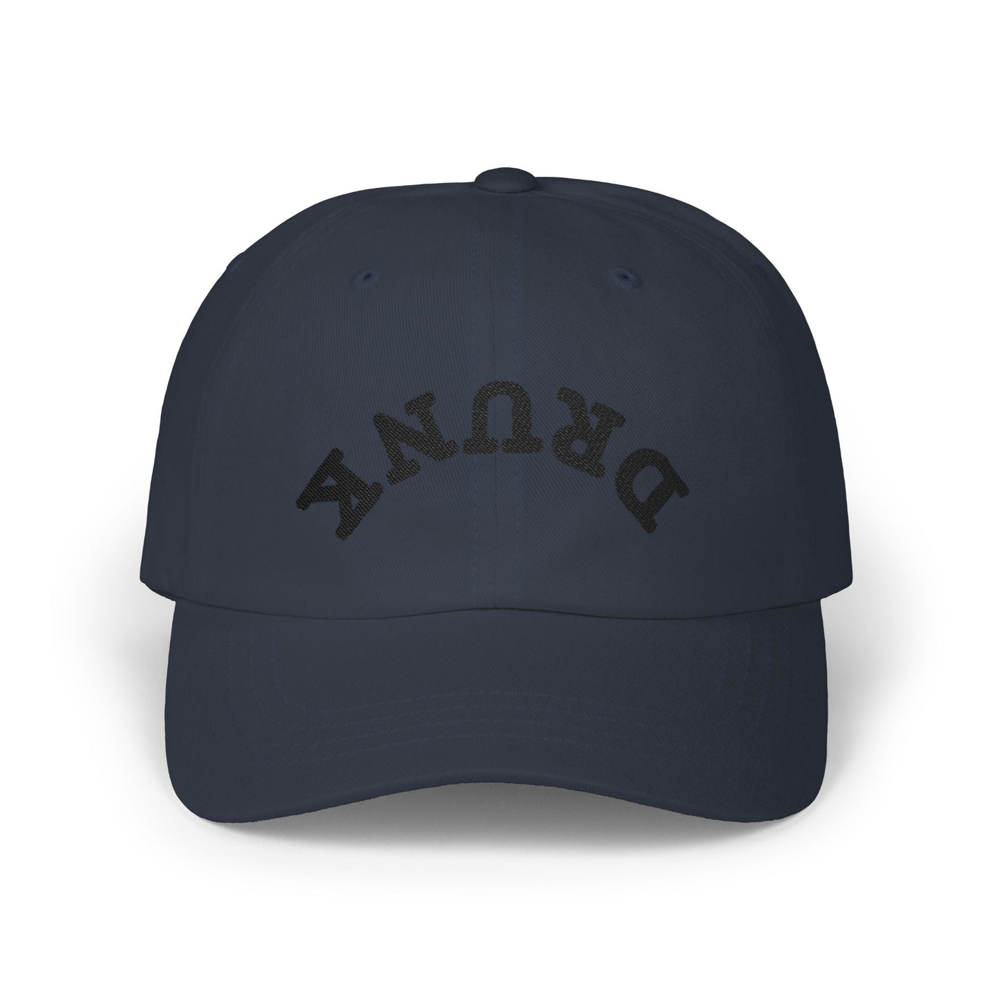Dad Cap – 'DRUNK' Arch Embroidered White Baseball Hat