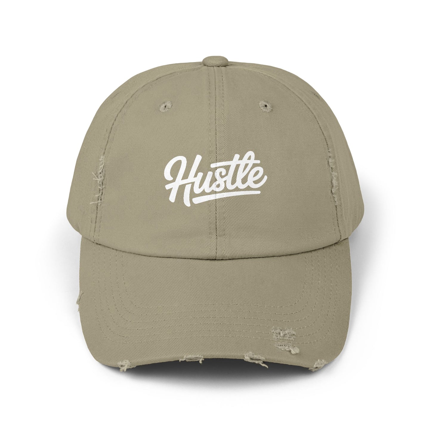 Hustle Distressed Cap Hats Printify Light Olive One size