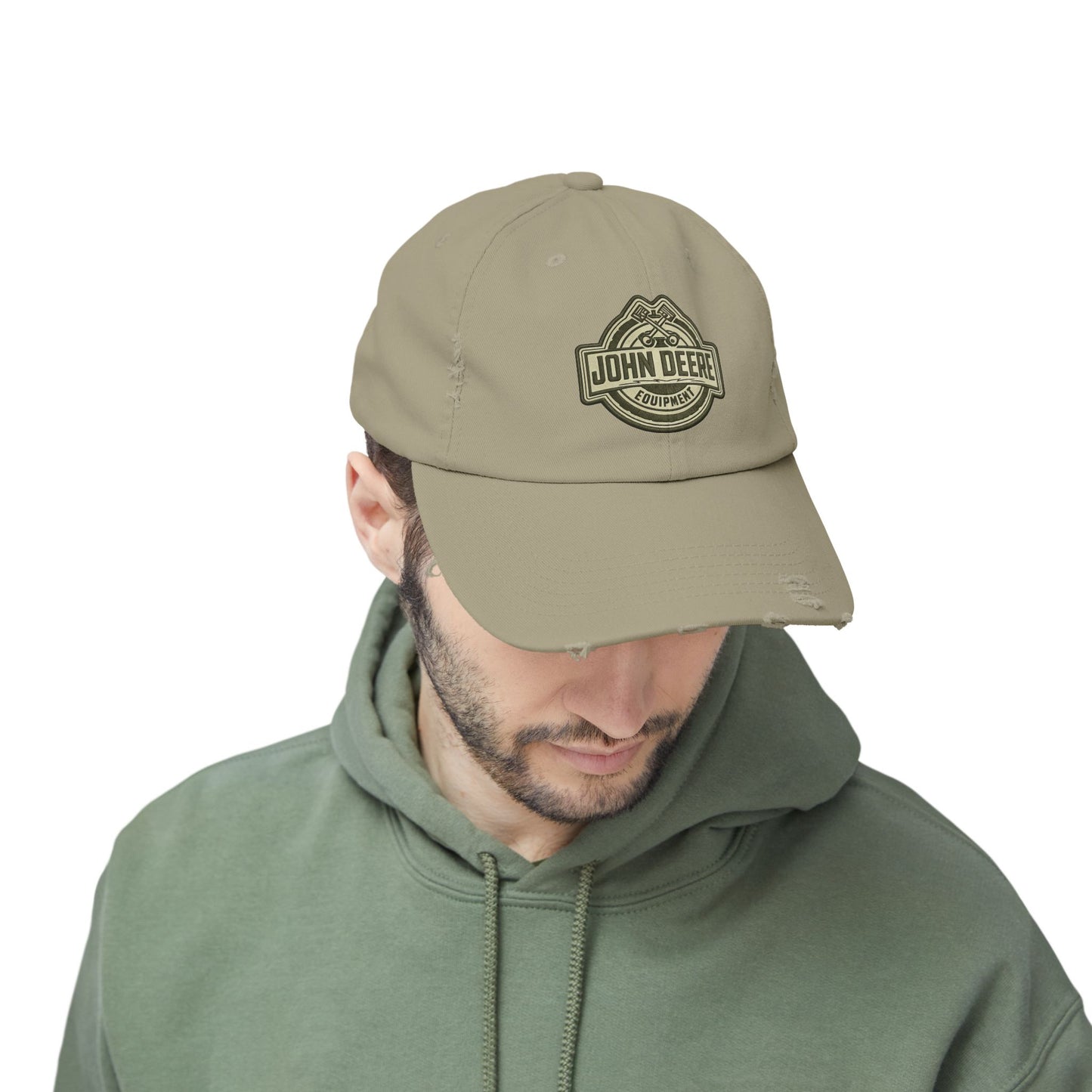 Distressed John Deere Logo Cap — Vintage Farm Equipment Baseball Hat