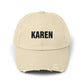 Distressed 'Karen' Baseball Cap — Black Embroidered Name Hat Hats Printify Stone One size