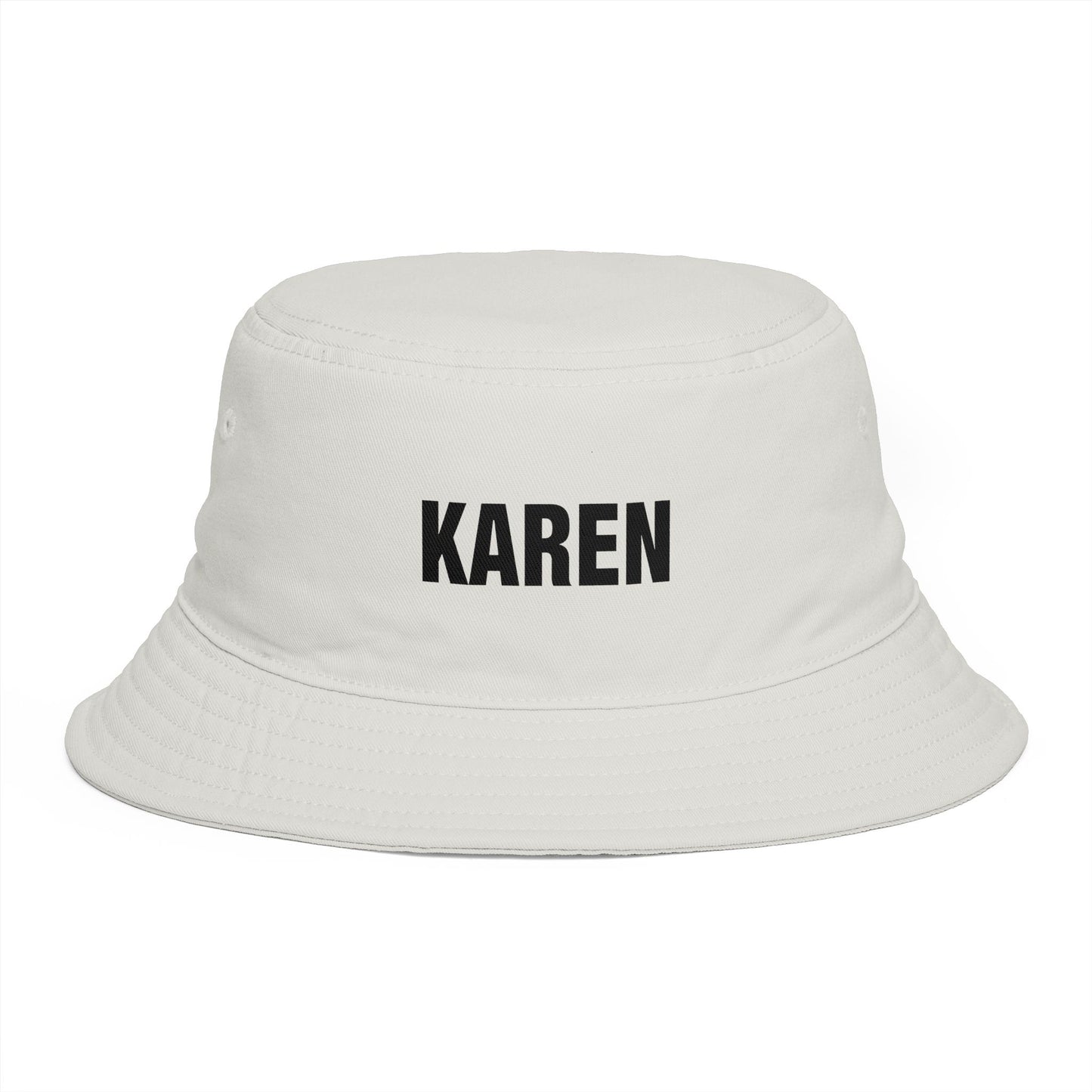 Karen Bucket Hat — Bold Name Embroidered Casual Cotton Sun Hat Hats Printify One size Ecru