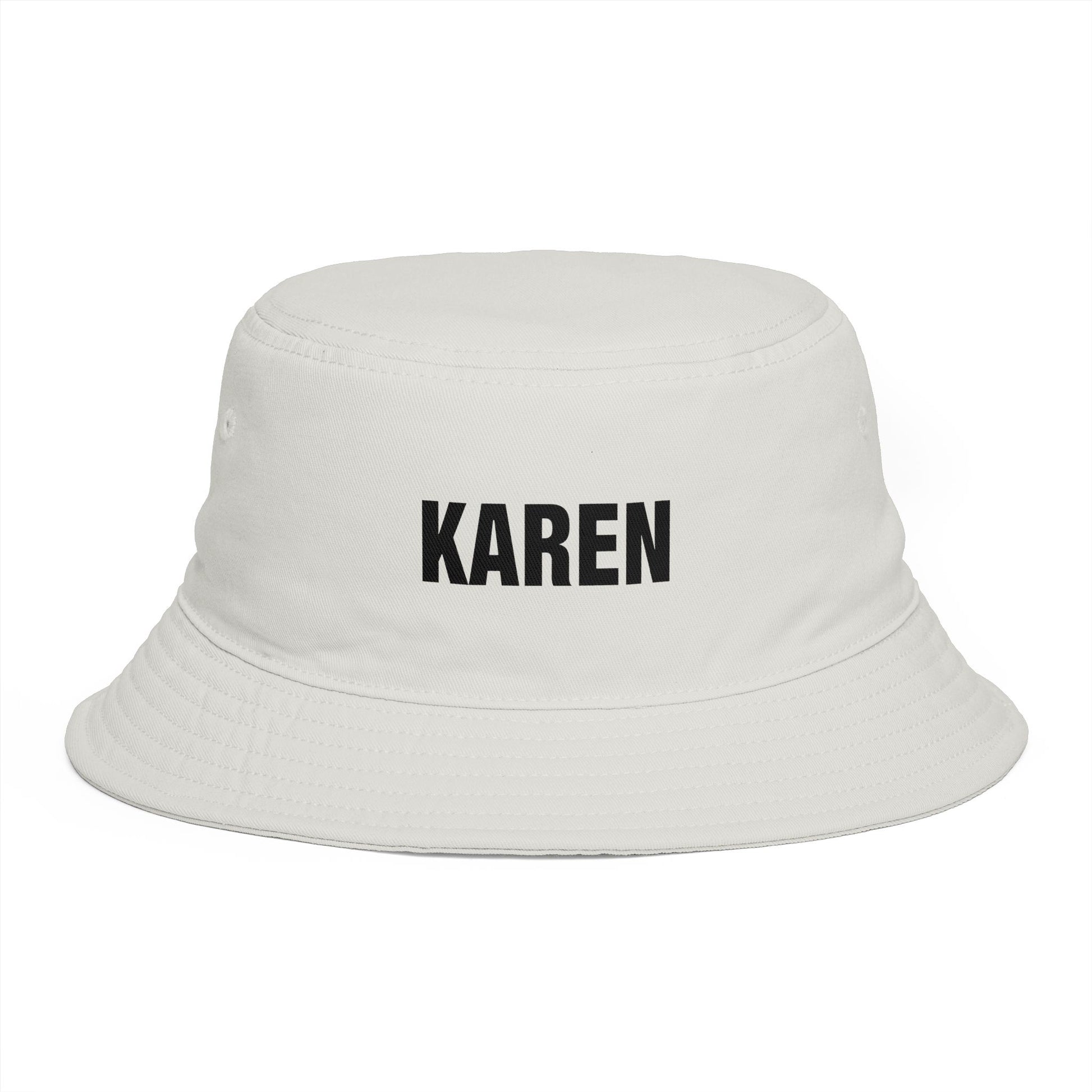 Karen Bucket Hat — Bold Name Embroidered Casual Cotton Sun Hat Hats Printify One size Ecru