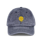 Embroidered Vintage Cap — Dripping Yellow Smiley Face Hat Hats Printify One size Navy
