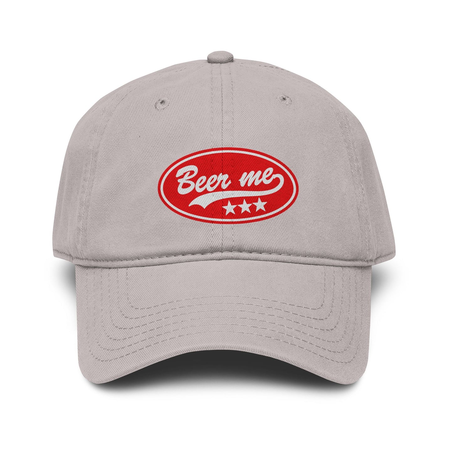 Beer Me Baseball Cap — Vintage Washed Hat with Red Patch