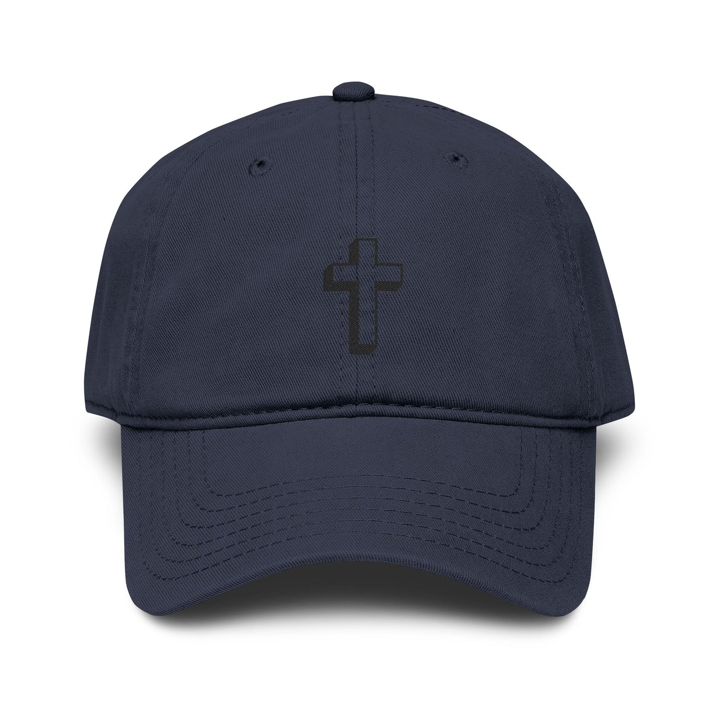 Embroidered Cross Baseball Cap — Washed Cotton Christian Hat Hats Printify One size Navy