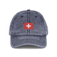 Red Vintage Embroidered Cross Cap - Washed Baseball Hat Hats Printify One size Navy