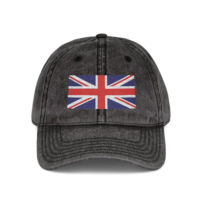 Vintage Union Jack Embroidered Cap Hats Printify One size Black