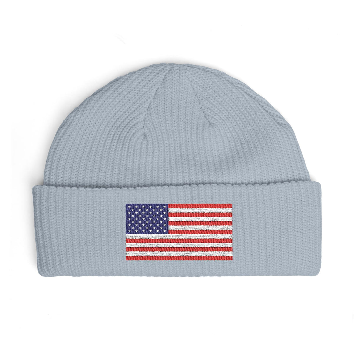 American Flag Cuff Beanie – Embroidered USA Knit Hat Hats Printify