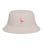 Flamingo Embroidered Bucket Hat — Brown Tropical Summer Sun Hat Hats Printify One size Bone