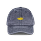 Embroidered Vintage Red Cap with Gold Lip Accent – Distressed Dad Hat Hats Printify One size Navy