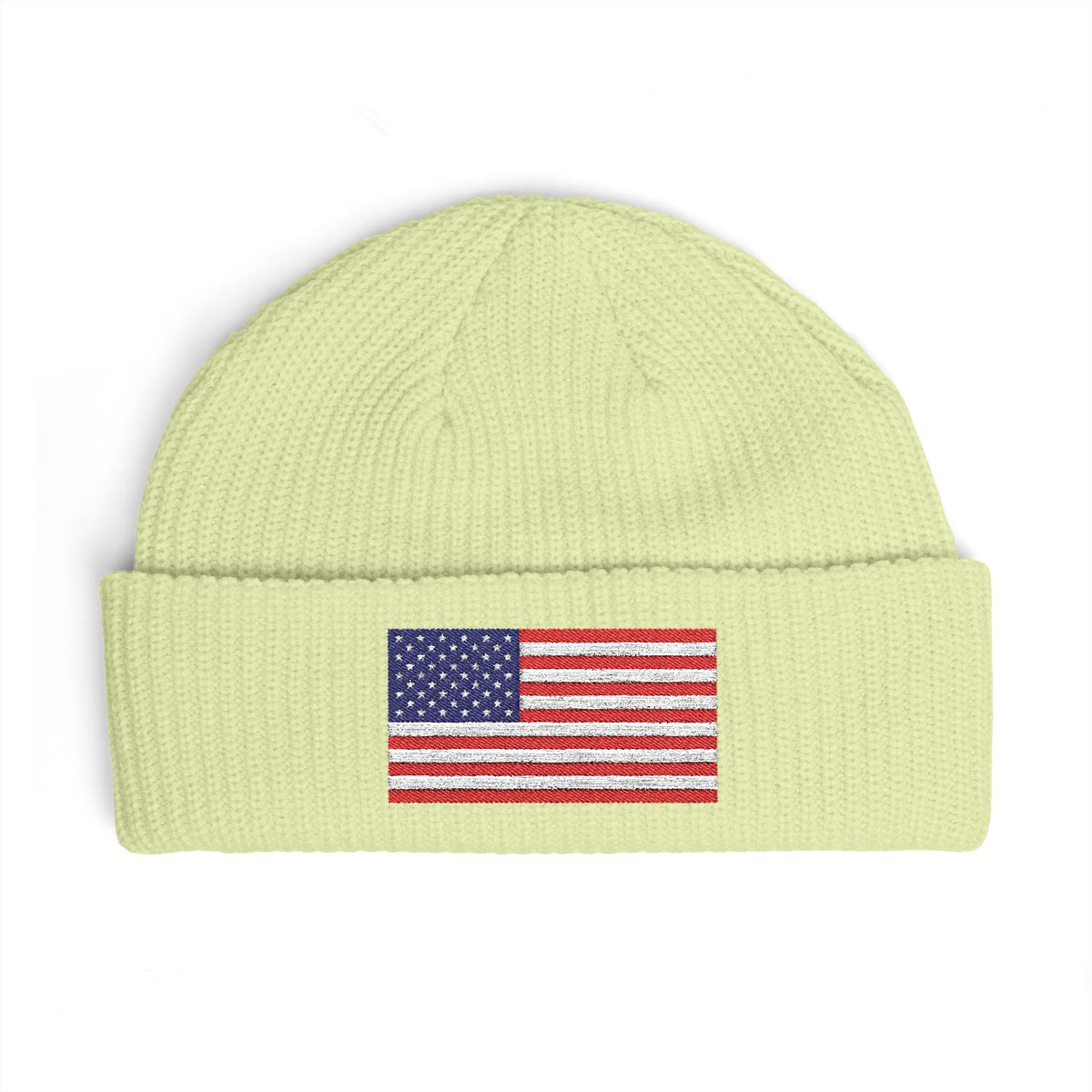 American Flag Cuff Beanie – Embroidered USA Knit Hat Hats Printify