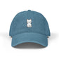 Embroidered White Kitten Denim Hat — Cute Cat Baseball Cap Hats Printify One size Blue