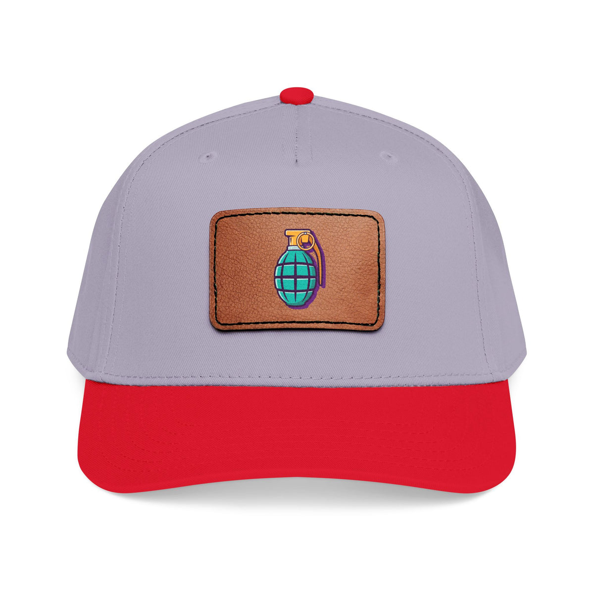 Leather Patch Baseball Cap — Retro Grenade Patch Hat