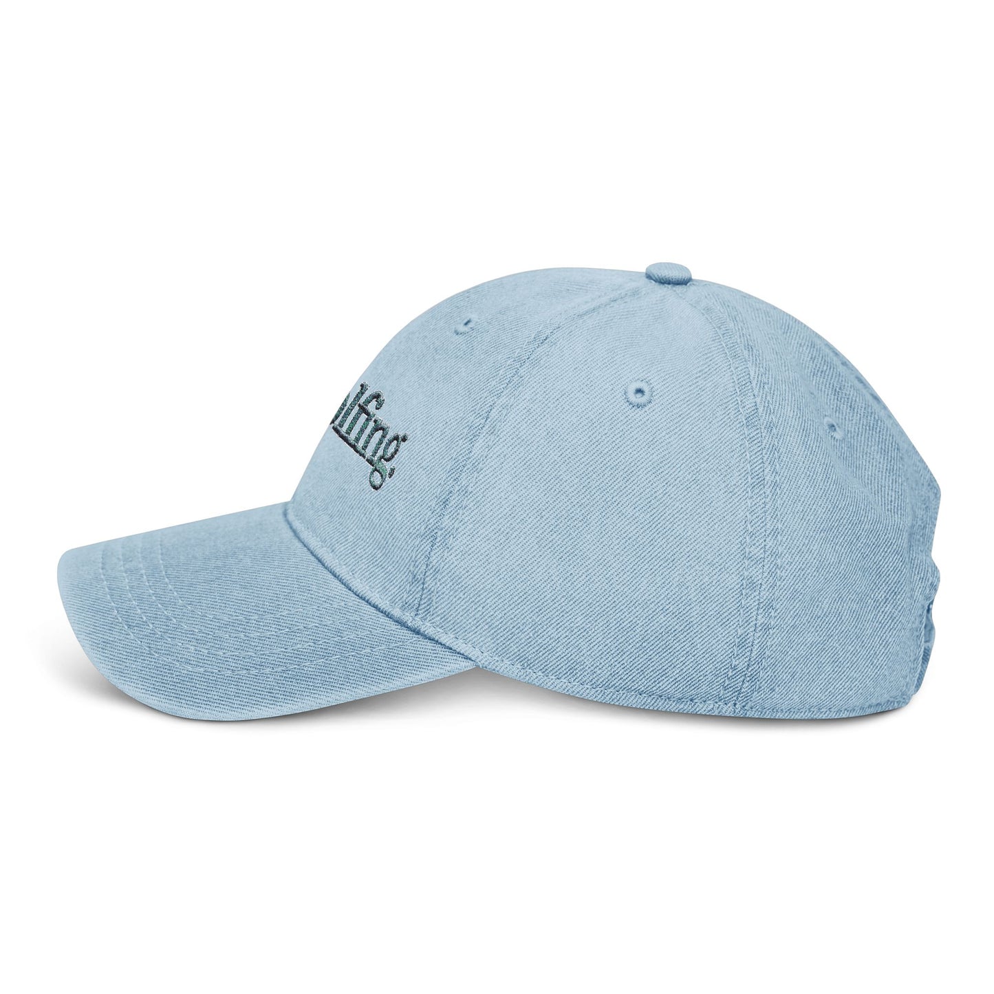 He's Golfing Denim Embroidered Hat — Casual Golf Cap for Him