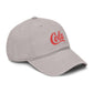 Washed Cotton Baseball Cap with Retro "Cola" Script Embroidery Hats Printify