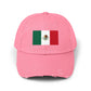 Mexico Flag Distressed Cap — Vintage Mexican Flag Dad Hat Hats Printify True Pink One size