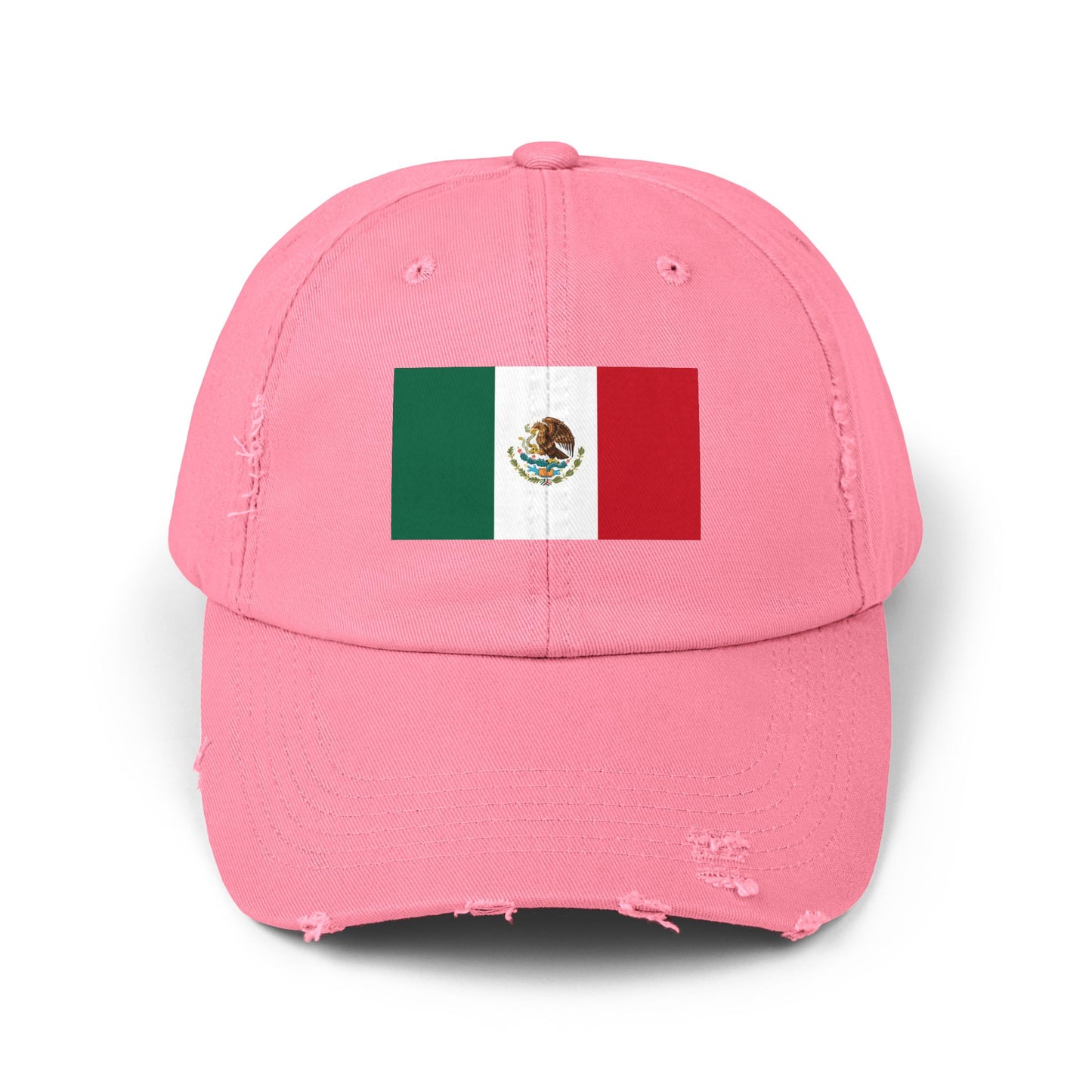 Mexico Flag Distressed Cap — Vintage Mexican Flag Dad Hat Hats Printify True Pink One size