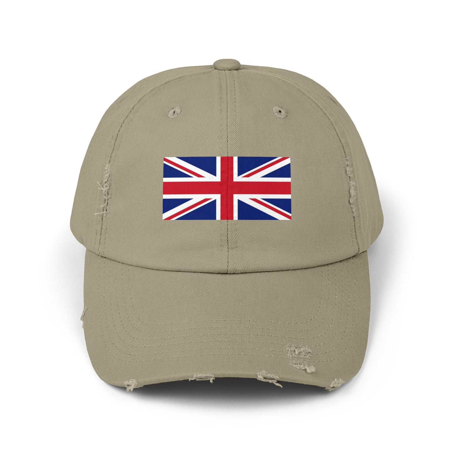 Distressed Union Jack Cap — British Flag Baseball Hat Hats Printify Light Olive One size