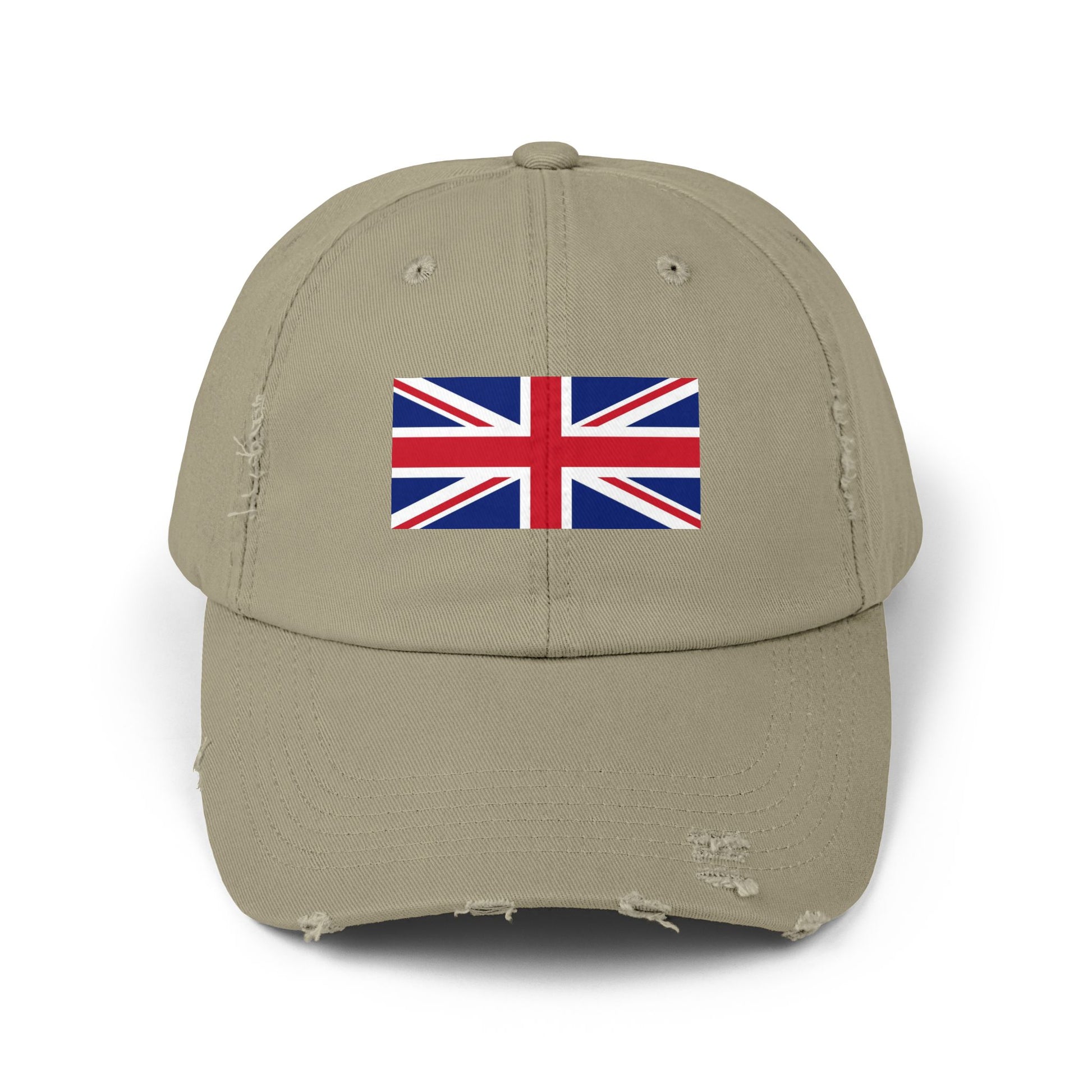 Distressed Union Jack Cap — British Flag Baseball Hat Hats Printify Light Olive One size