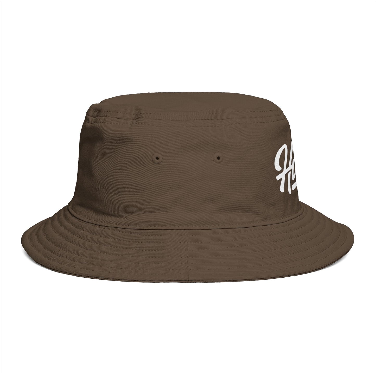 Hustle Embroidered Bucket Hat — Retro Script Streetwear Cap