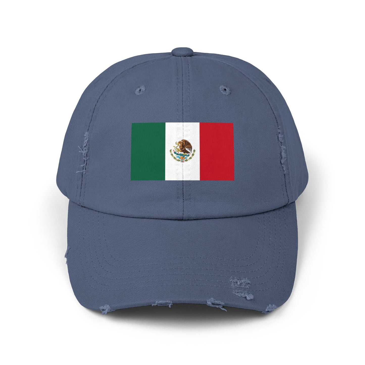 Mexico Flag Distressed Cap — Vintage Mexican Flag Dad Hat Hats Printify Scotland Blue One size