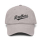 Brothers Embroidered Washed Baseball Cap Hats Printify One size Gray