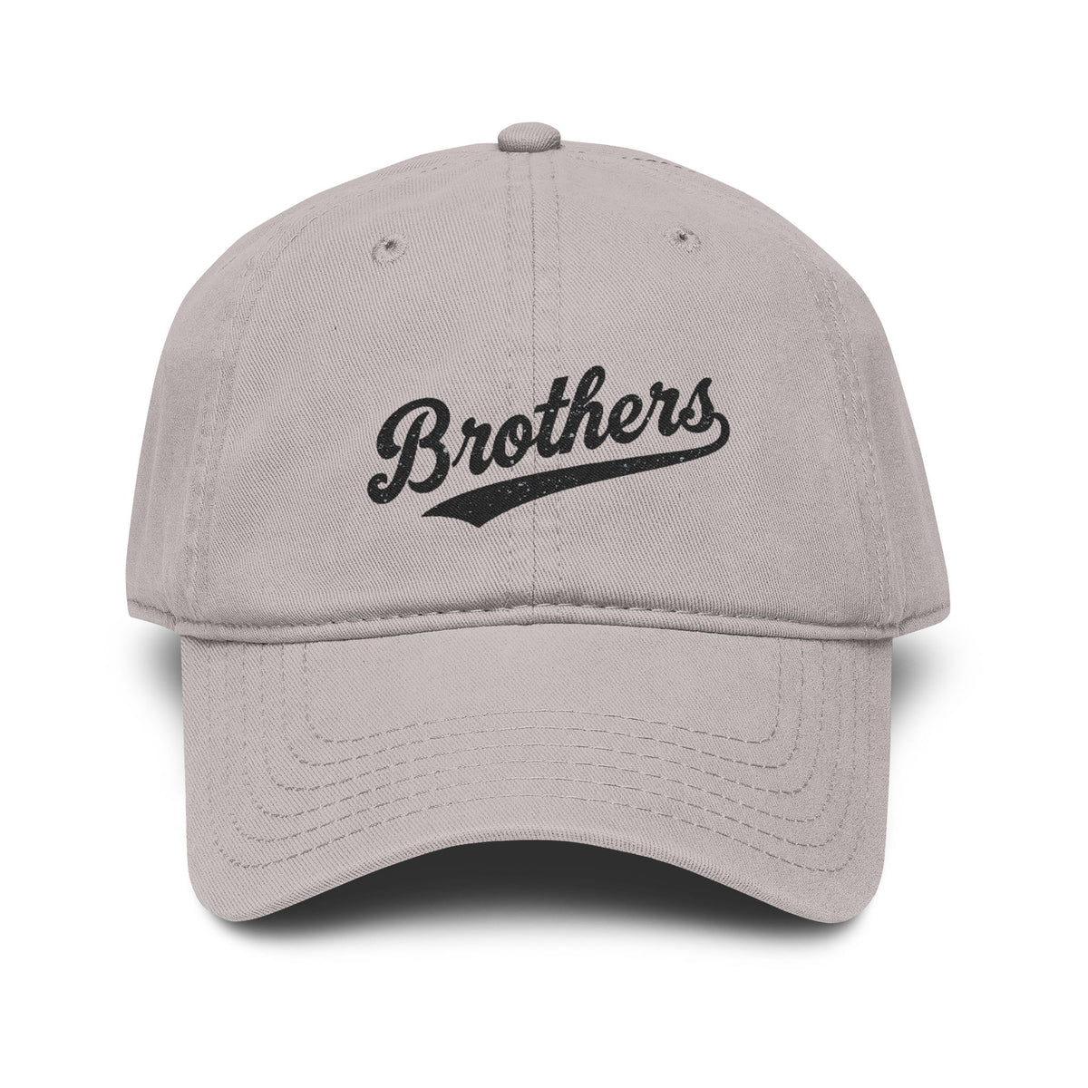 Brothers Embroidered Washed Baseball Cap Hats Printify One size Gray