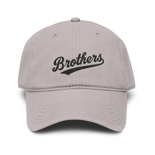 Brothers Embroidered Washed Baseball Cap Hats Printify One size Gray