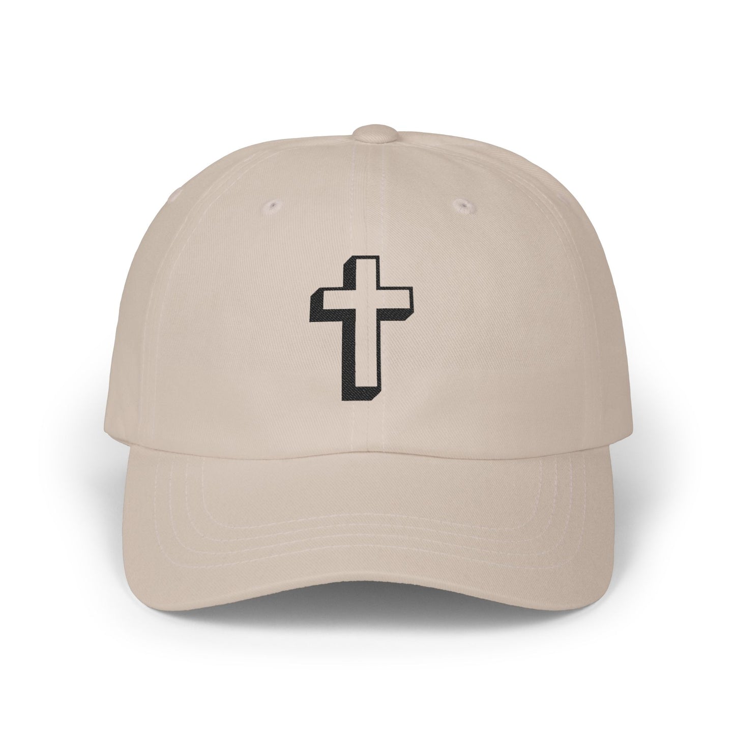 Christian Cross Dad Cap – Embroidered Minimalist Baseball Hat Hats Printify Stone One size