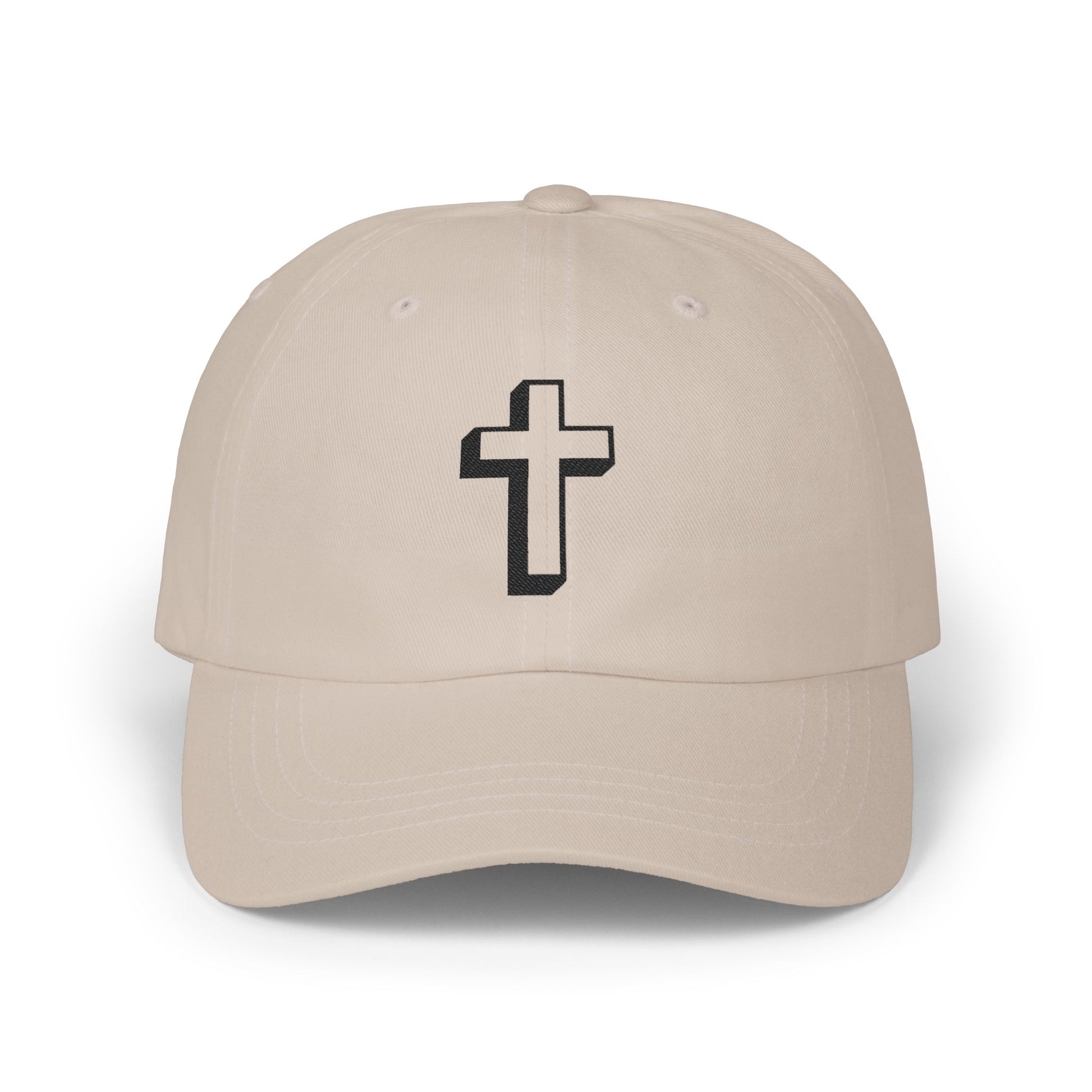 Christian Cross Dad Cap – Embroidered Minimalist Baseball Hat Hats Printify Stone One size