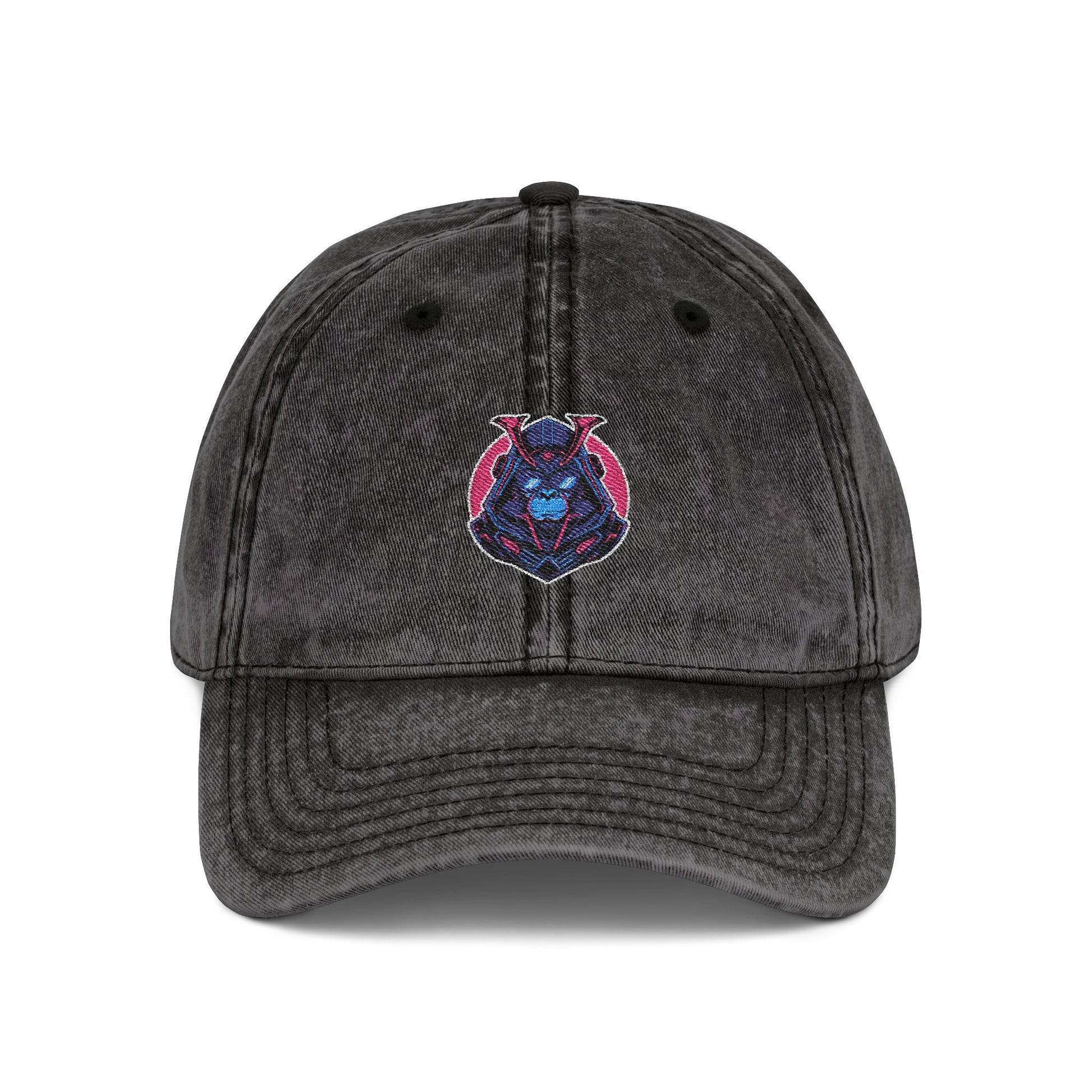 Vintage Embroidered Owl Dad Hat — Washed Gray Cap Hats Printify One size Black