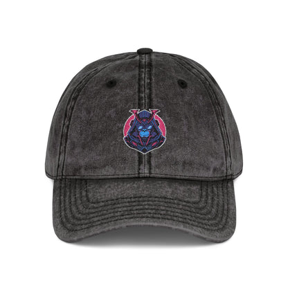 Vintage Embroidered Owl Dad Hat — Washed Gray Cap Hats Printify One size Black
