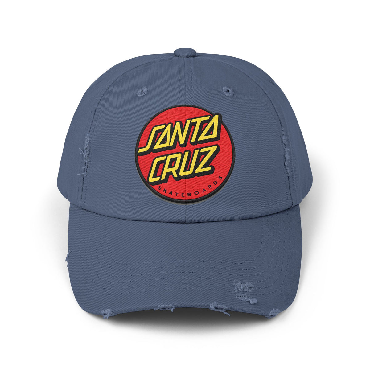 Santa Cruz Logo Distressed Cap – Vintage Skate Dad Hat Hats Printify Scotland Blue One size