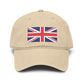 Washed Cotton Baseball Cap with Distressed Union Jack Patch Hats Printify One size Khaki