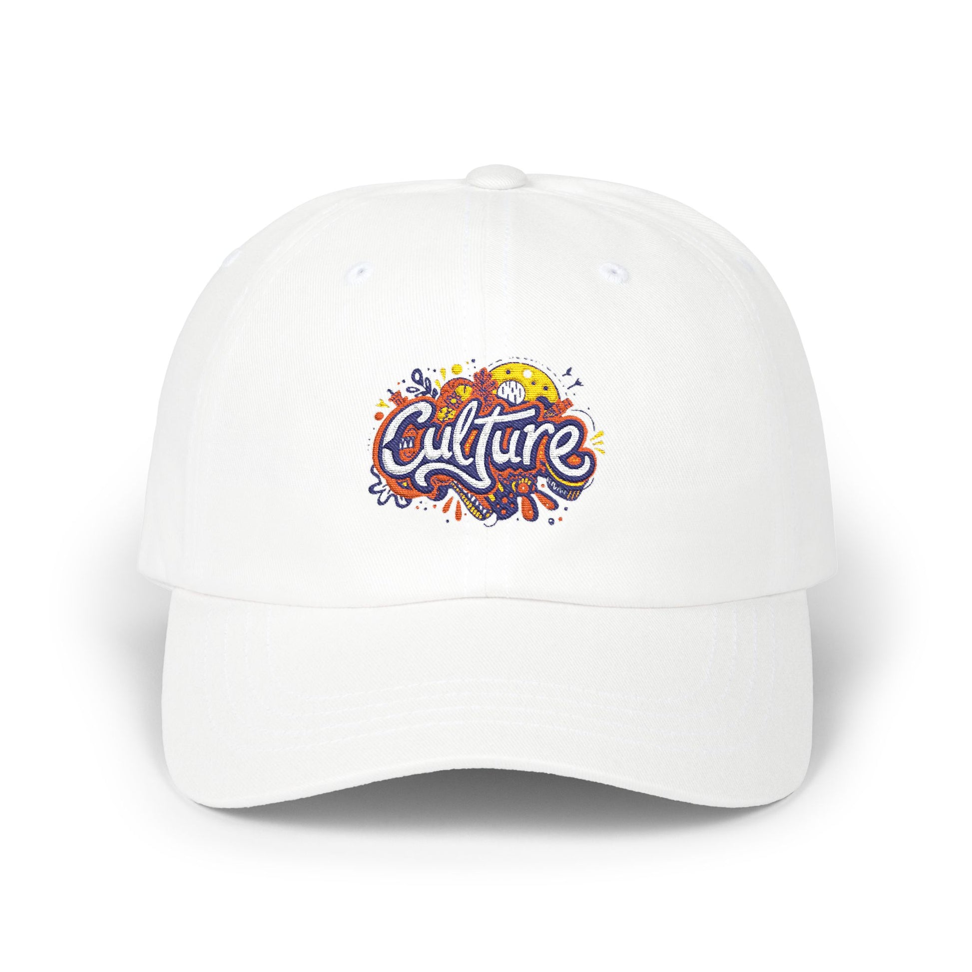 Classic Dad Cap — 'Culture' Colorful Graffiti Embroidered Baseball Hat Hats Printify White One size