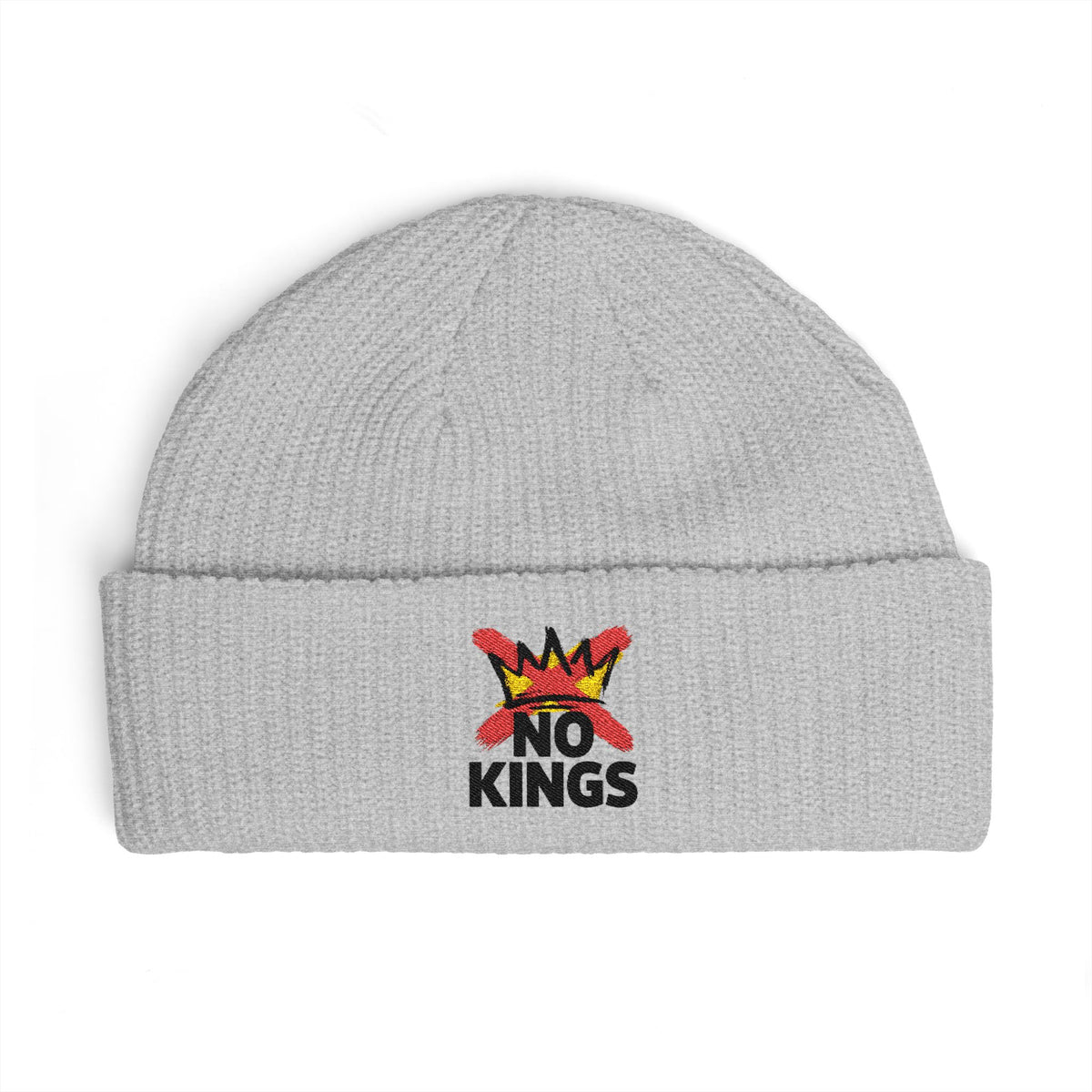 Cuff Beanie — 'No Kings' Streetwear Embroidered Beanie Hats Printify One size Athletic Heather