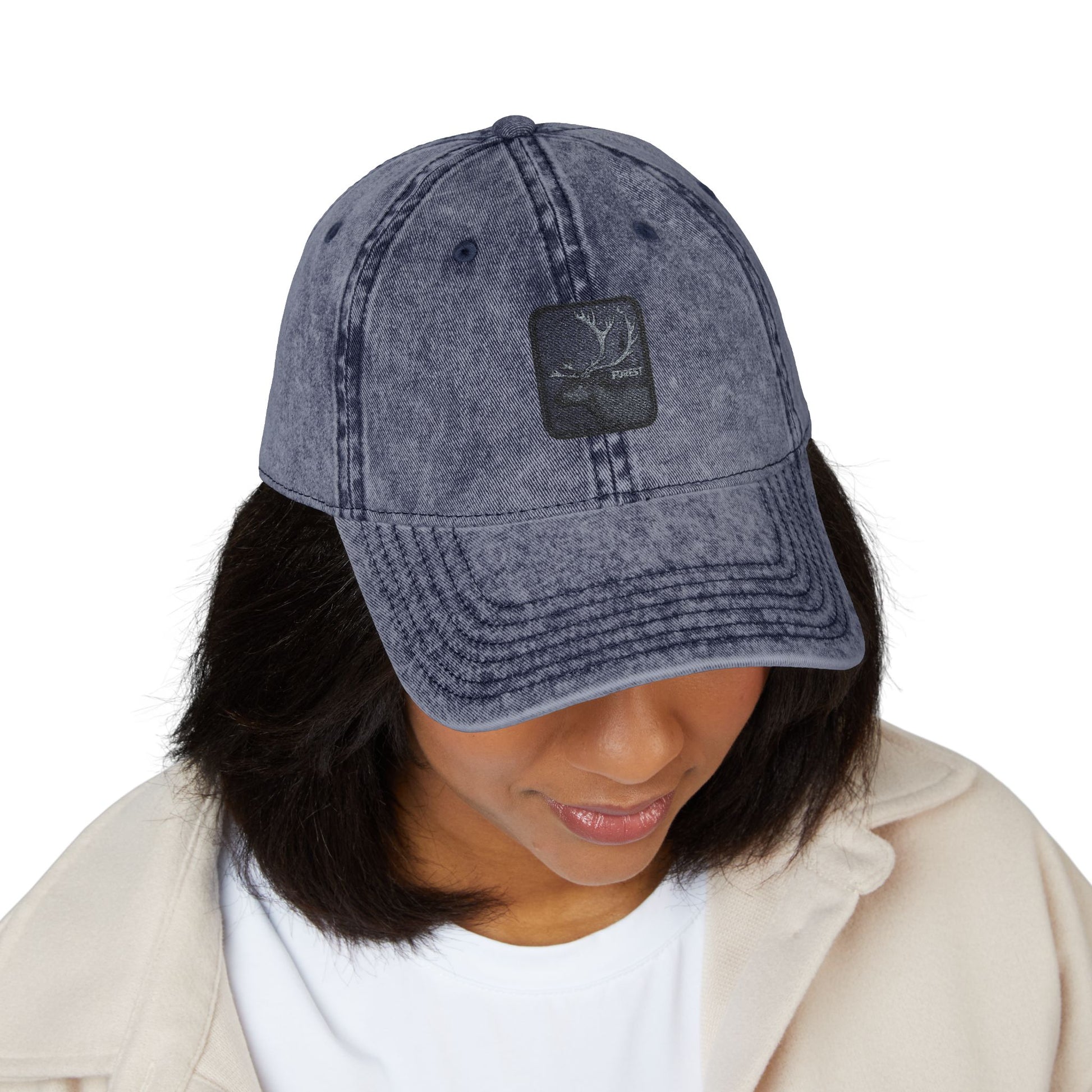 Vintage Embroidered Cap — Starry Night Patch Hats Printify