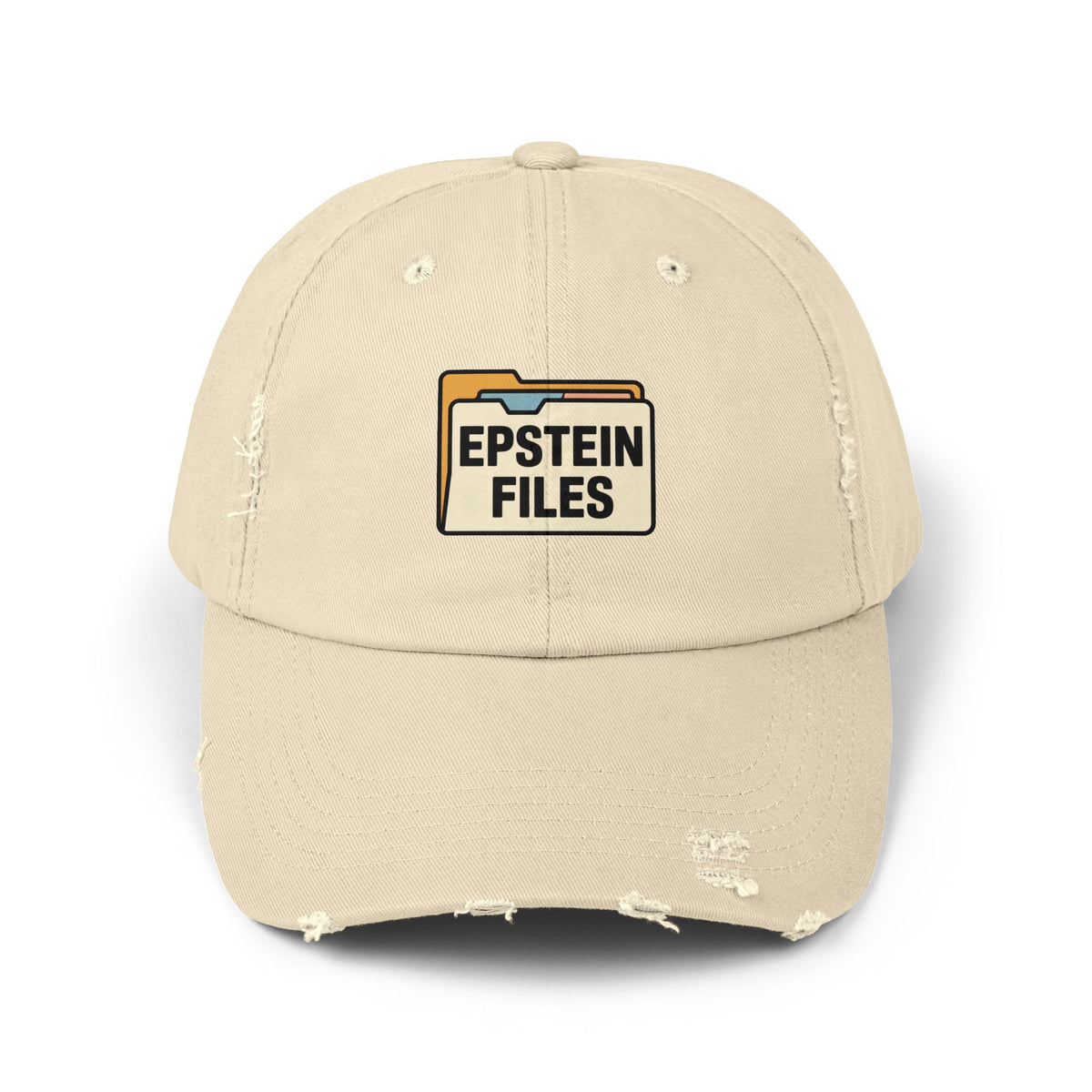 Distressed Cap — "Epstein Files" Vintage Folder Patch Hats Printify Stone One size