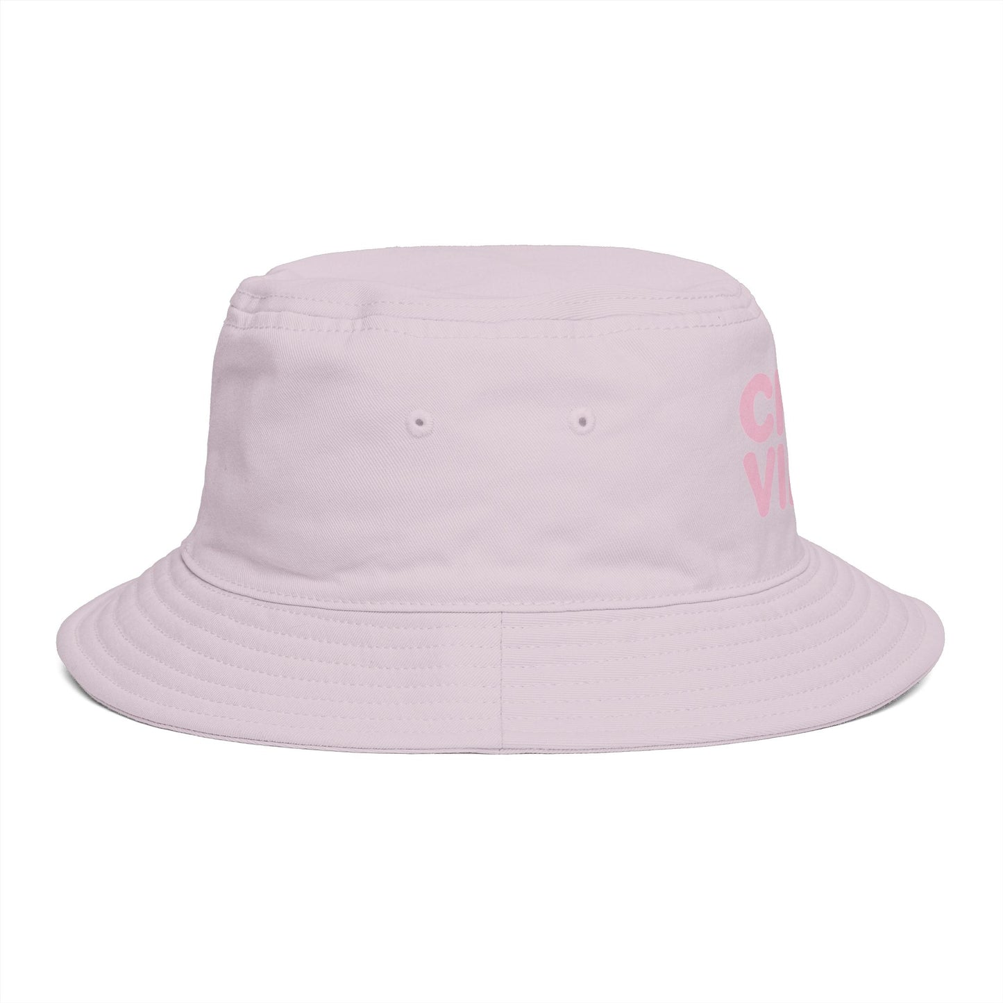Chill Vibes Bucket Hat — Retro Pink Text Cotton Sun Hat Hats Printify
