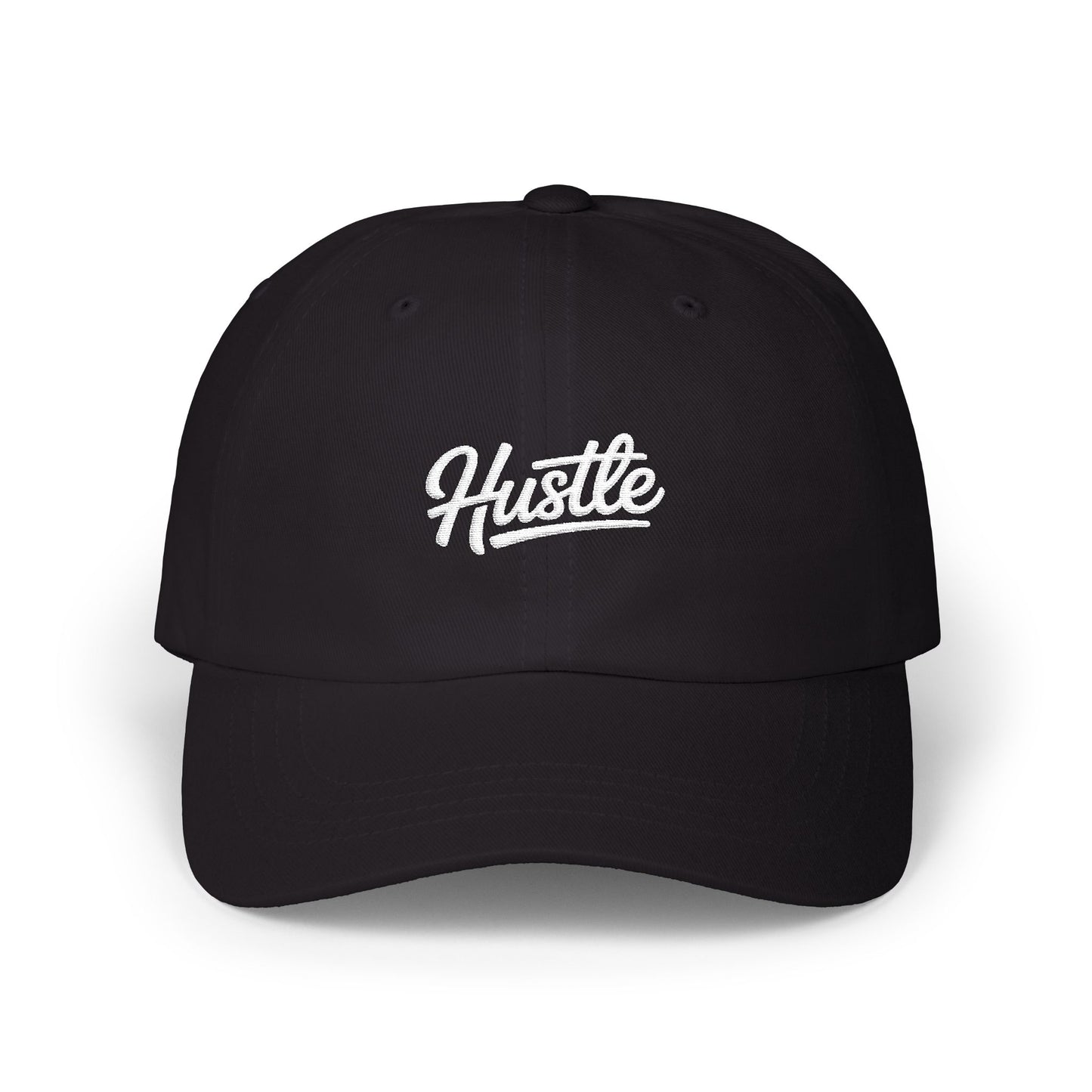 Classic Dad Cap – Minimal Script Embroidered Baseball Hat Hats Printify Black One size