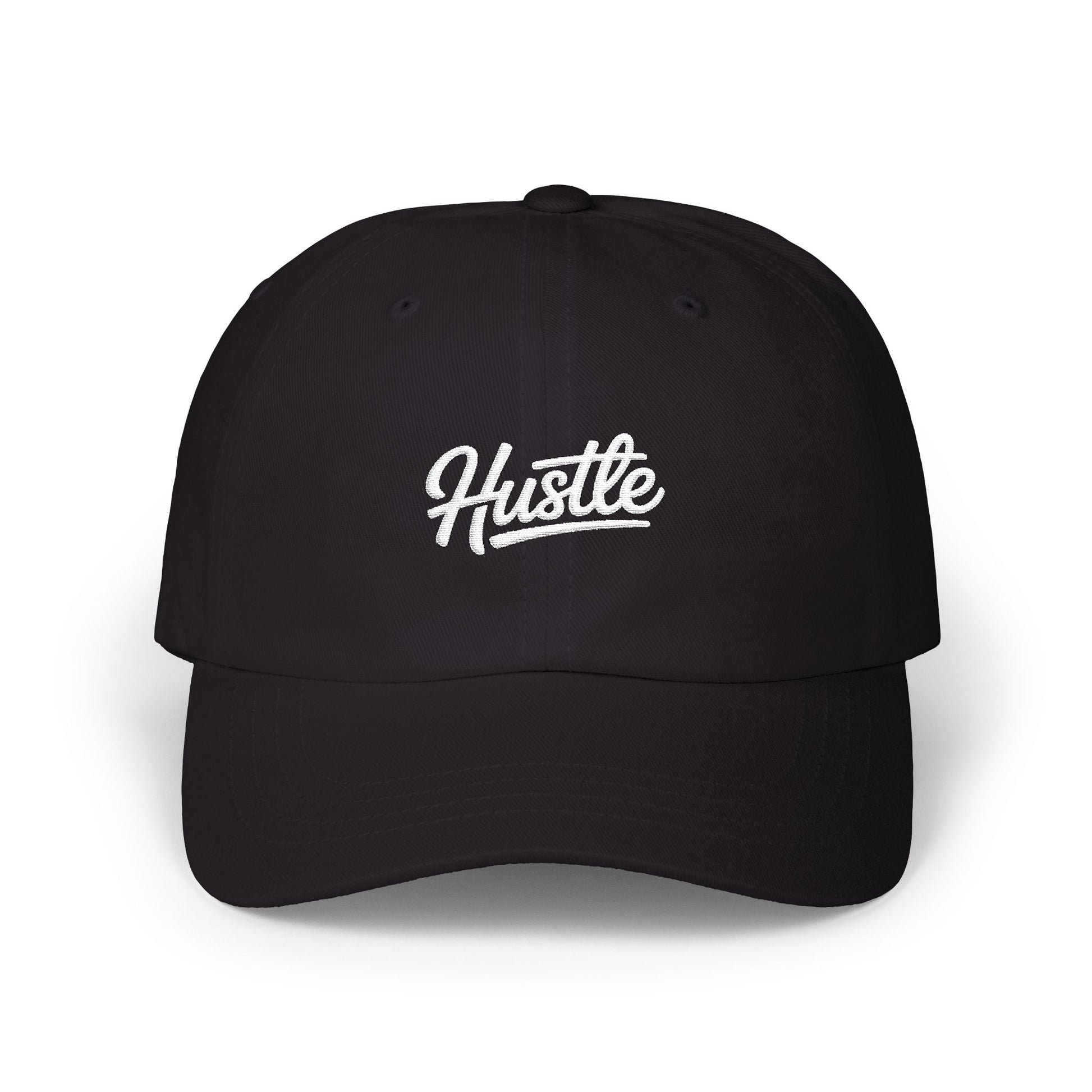 Classic Dad Cap – Minimal Script Embroidered Baseball Hat Hats Printify Black One size
