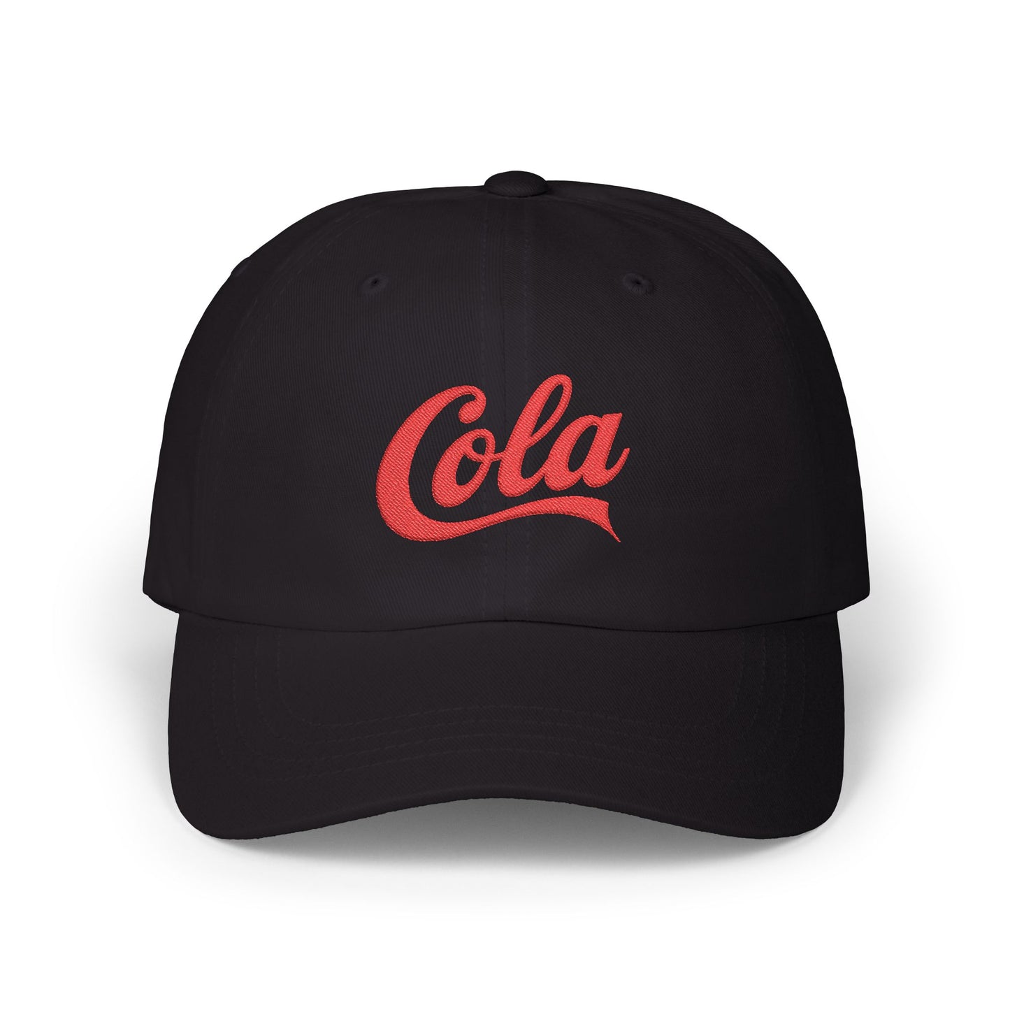 Cola Embroidered Dad Cap – Retro Soda Logo Baseball Hat Hats Printify Black One size