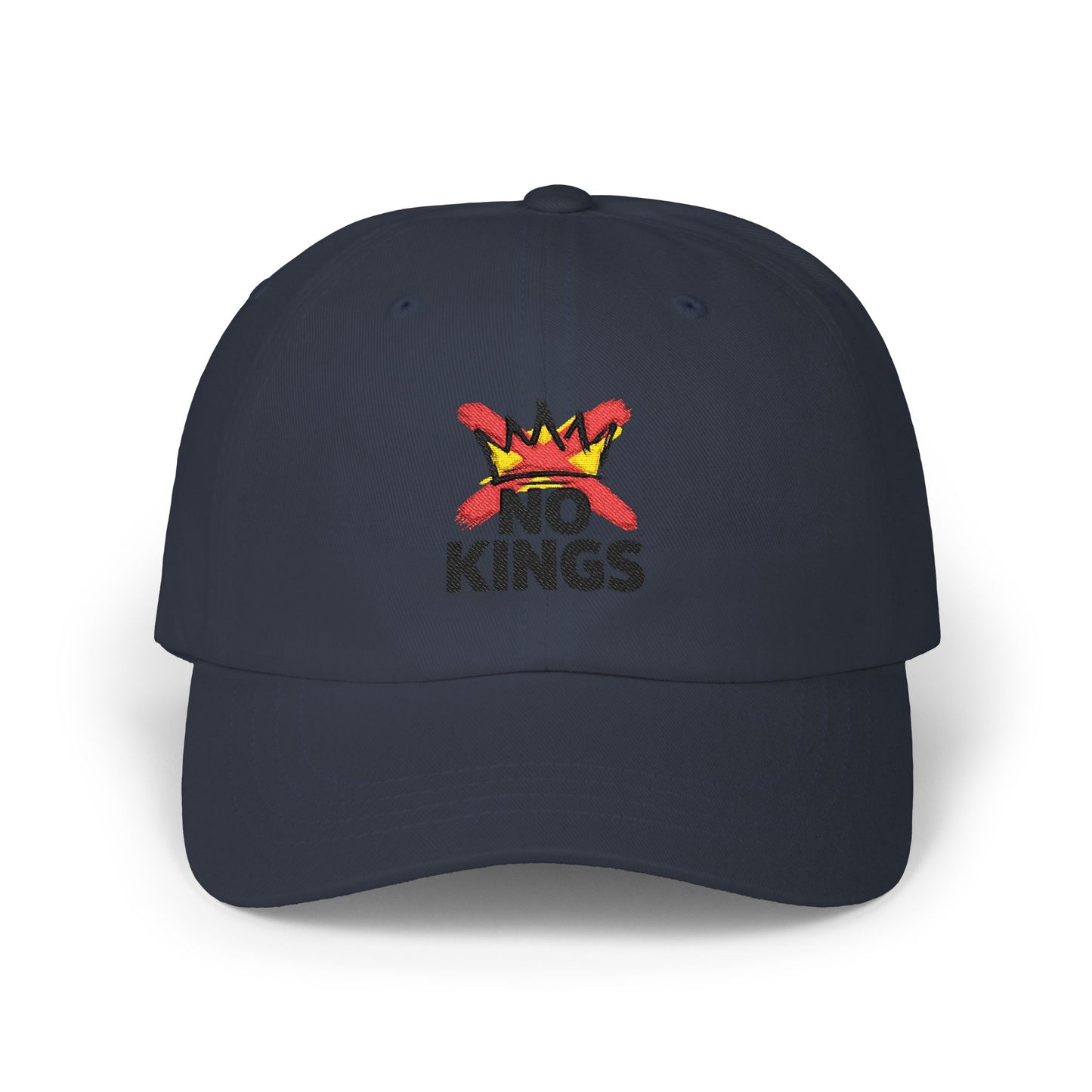 No Kings Embroidered Dad Cap — Casual White Baseball Hat Hats Printify Navy One size