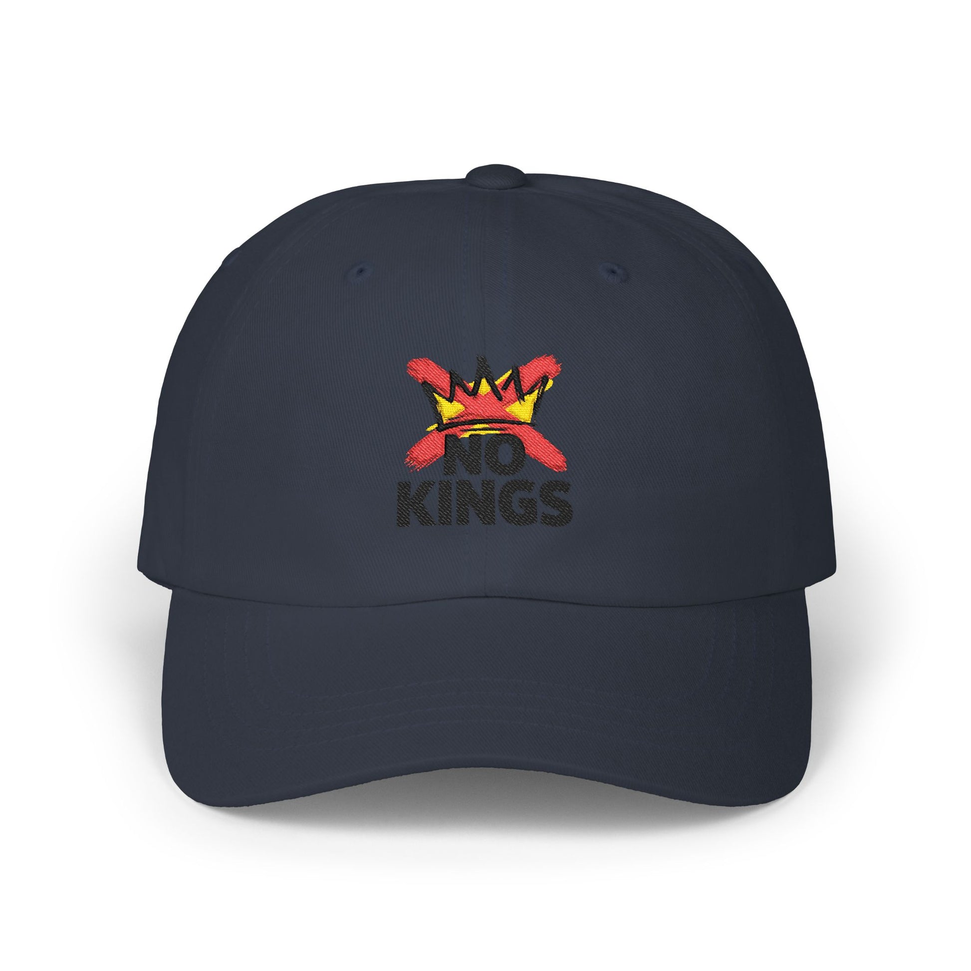 No Kings Embroidered Dad Cap — Casual White Baseball Hat Hats Printify Navy One size