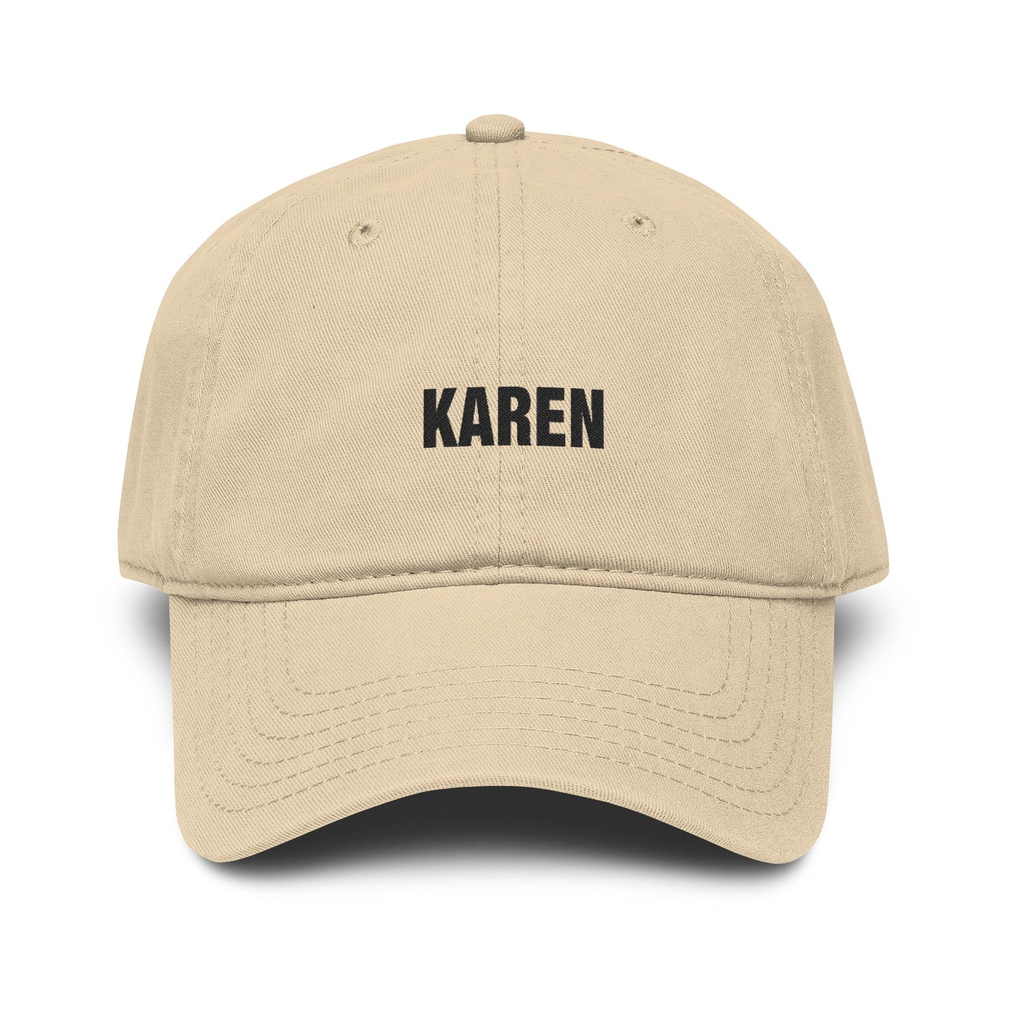 Karen Embroidered Washed Baseball Cap Hats Printify One size Khaki