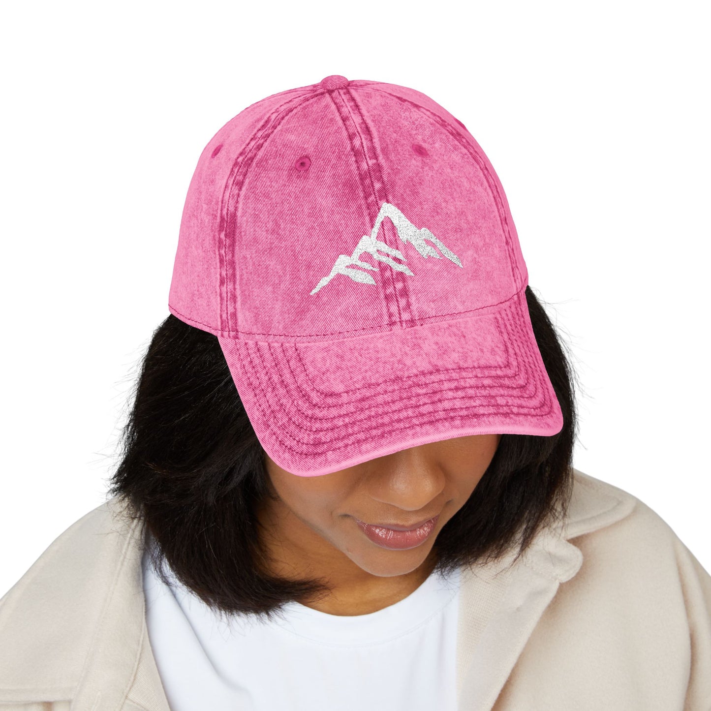 Vintage Embroidered Mountain Cap — Washed Red Dad Hat