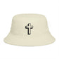 Christian Cross Bucket Hat — Minimal Faith Brown Sun Hat Hats Printify
