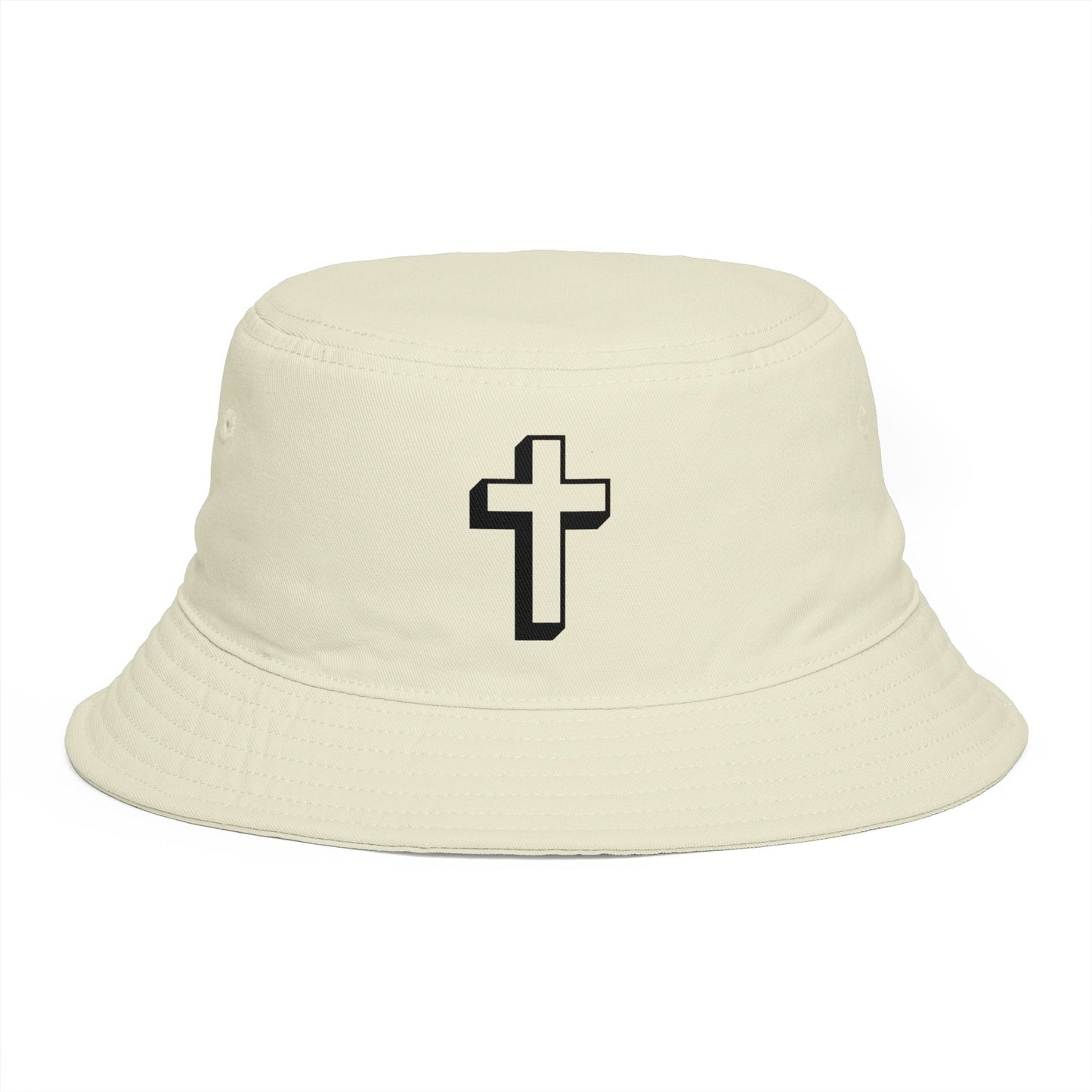 Christian Cross Bucket Hat — Minimal Faith Brown Sun Hat Hats Printify