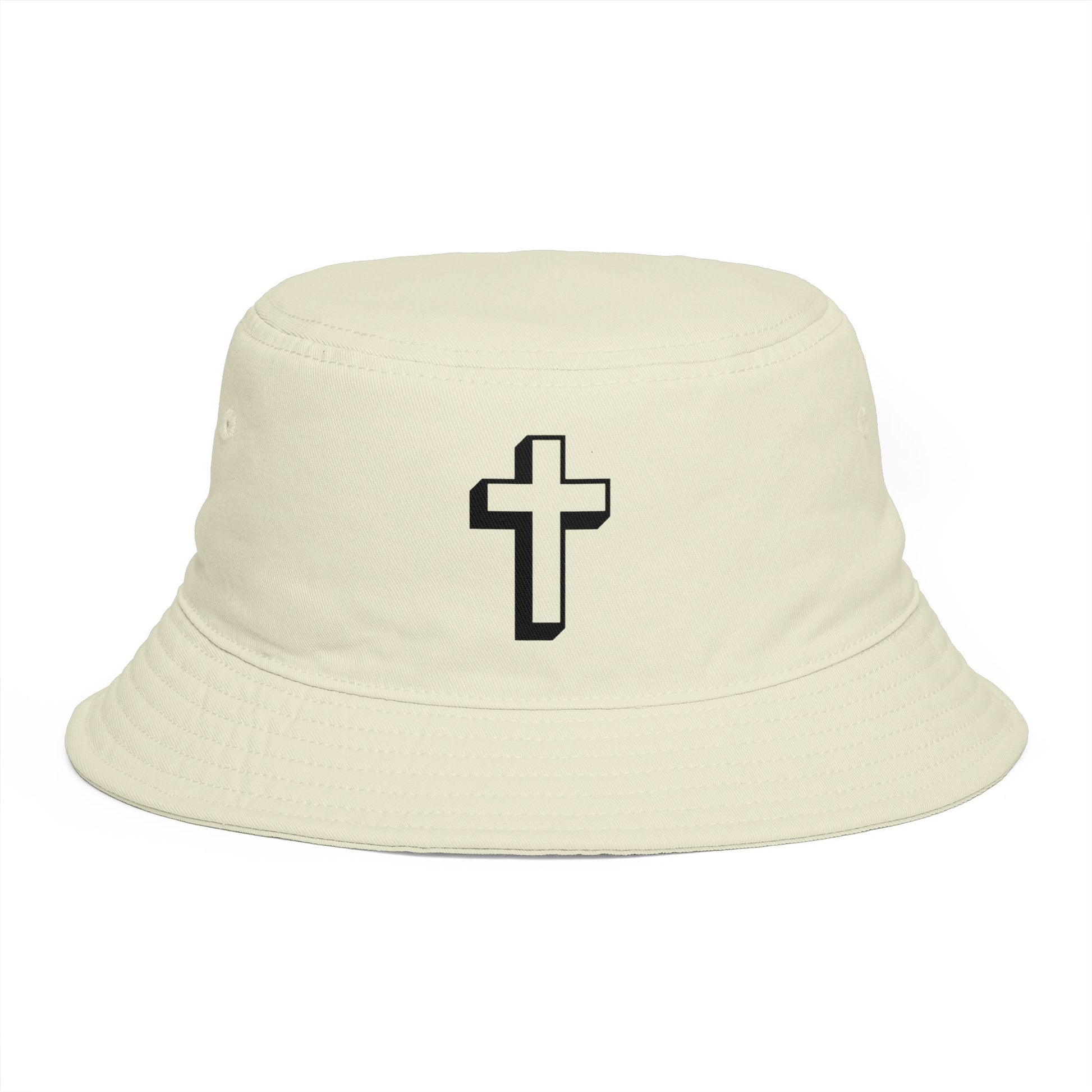 Christian Cross Bucket Hat — Minimal Faith Brown Sun Hat Hats Printify