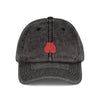 Embroidered Vintage Cherry Cap — Washed Grey Baseball Hat Hats Printify One size Black